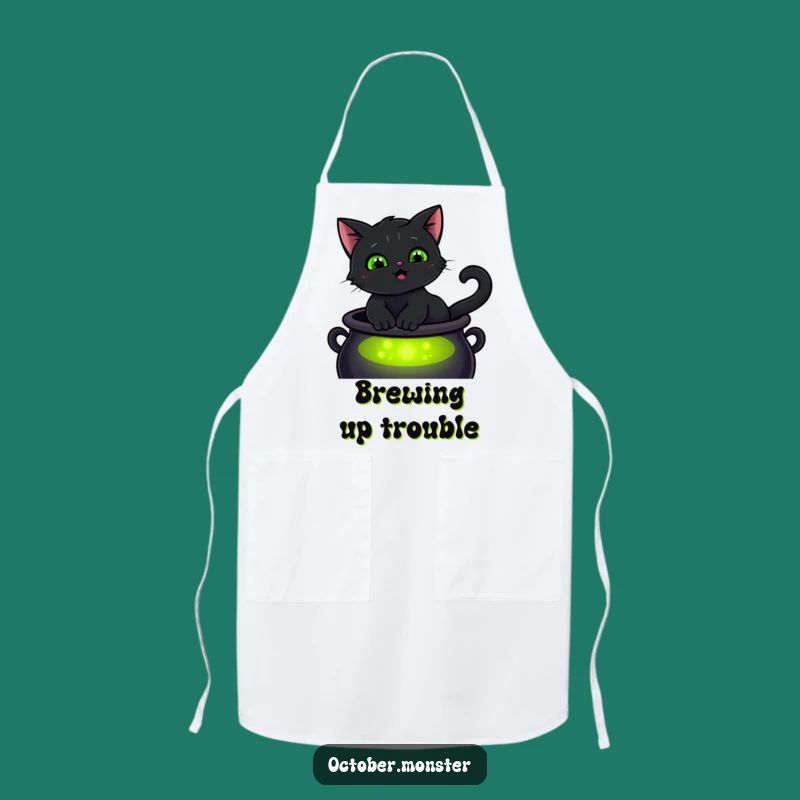 Funny Black Cat Apron - Magical Cauldron Cooking Gift