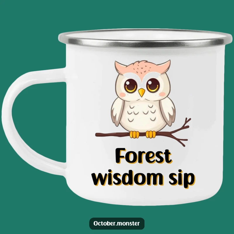 Funny Owl Enamel Camping Mug - Wise Nocturnal Outdoor Gift