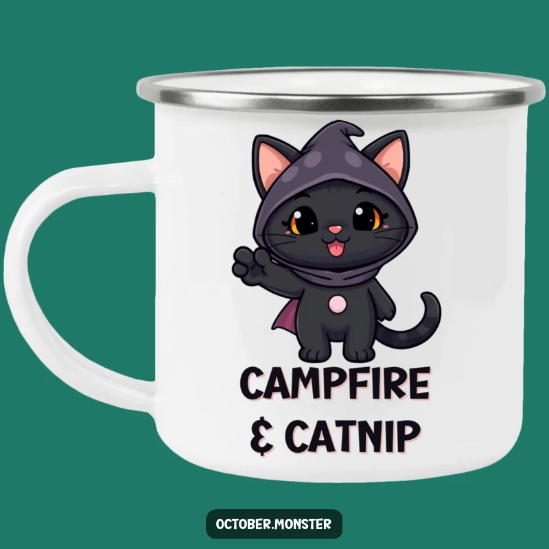 Funny Black Cat Camping Mug: Spooky Costume Pal, Ideal Outdoor Gift