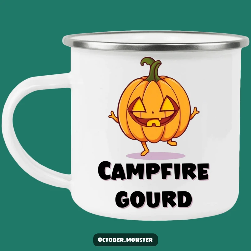 Funny Pumpkin Enamel Camping Mug - Energetic Halloween Outdoor Gift