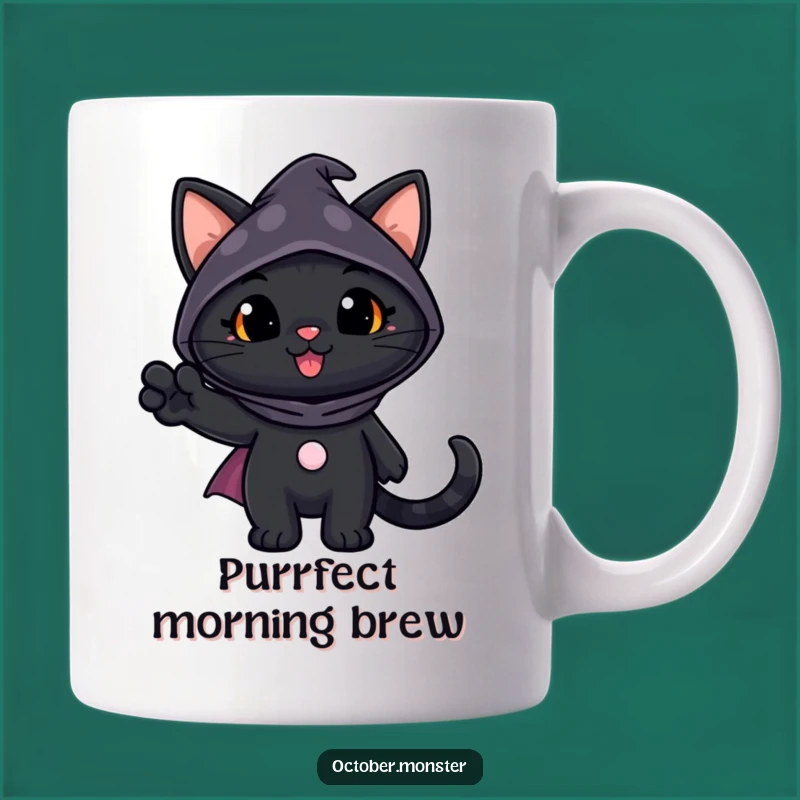 Funny Black Cat Mug: Spooky Costume Cheer, Perfect Cheerful Halloween Gift