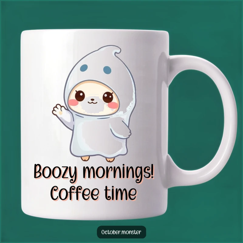 Funny Ghost Animal Mug: Adorable Spooky Pal Waving Hello, Perfect Funny Gift!