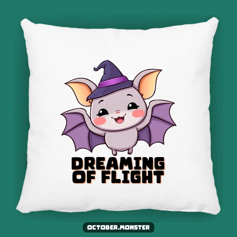 Comfy Funny Happy Bat Witch Hat Pillow: Snuggle Spooky