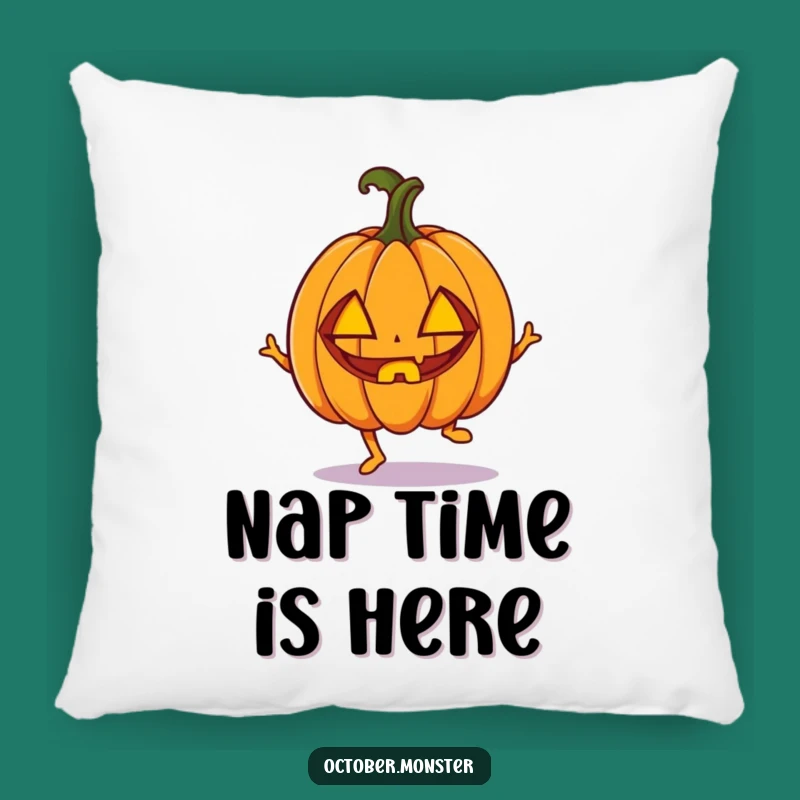 Cozy Funny Pumpkin Hop Pillow - Enthusiastic Halloween Comfort Gift