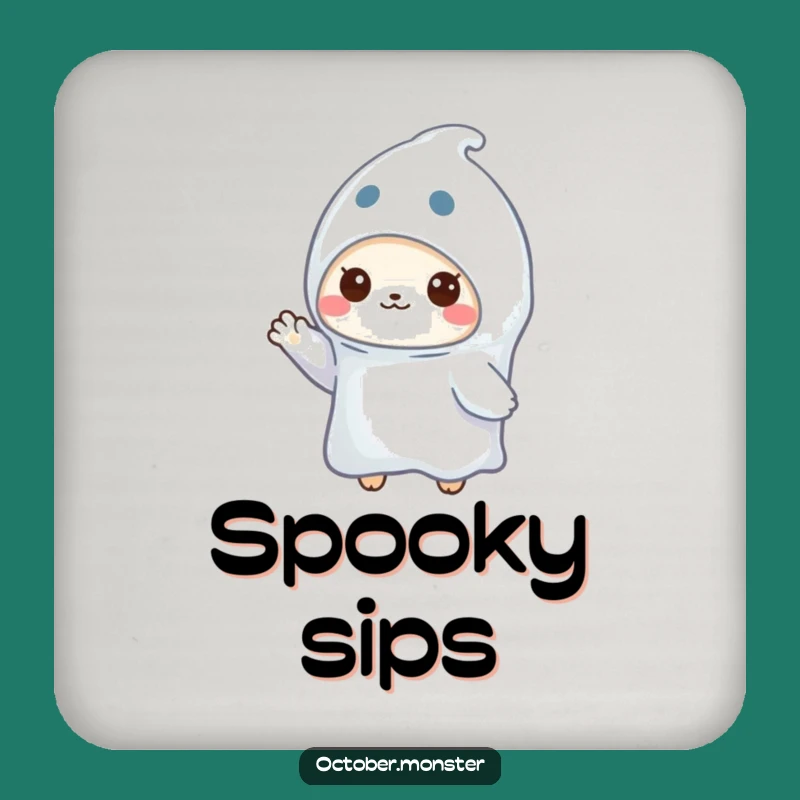 Funny Ghost Animal Coaster: Protect Surfaces with a Waving Spooky Buddy, Cute Funny Gift!