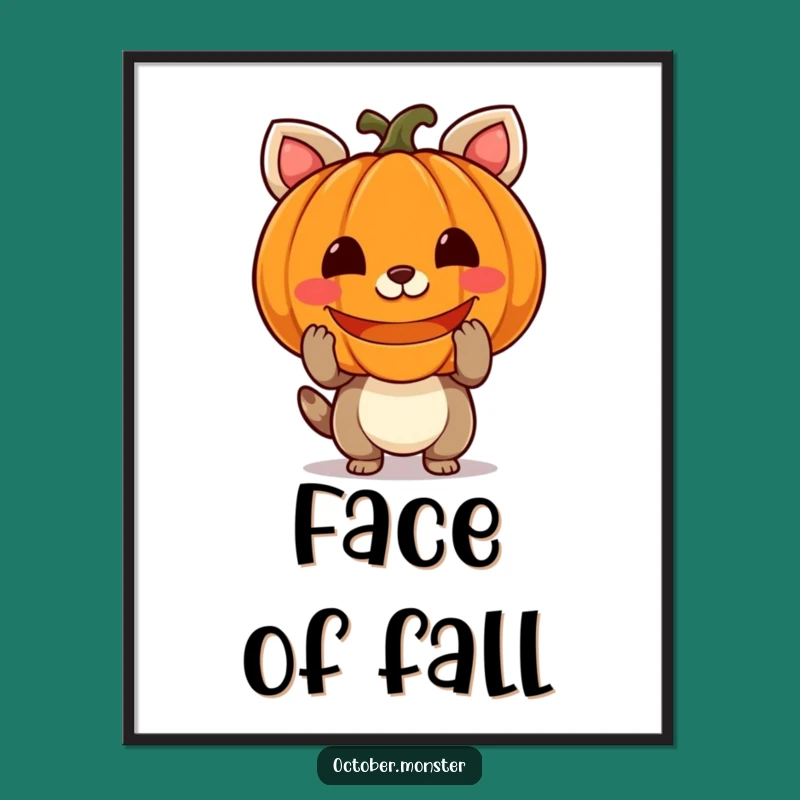 Funny Pumpkin Animal Poster: Cheerful Halloween Art, Perfect Funny Gift for Festive Decor!