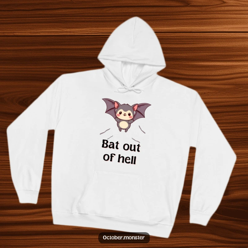 Funny bat animal hoodie with a creature in bat wings soaring through the air, offering warmth and playful design.