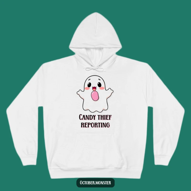 Cozy Funny Ghost Candy Hoodie - Cheerful Halloween Comfort Gift