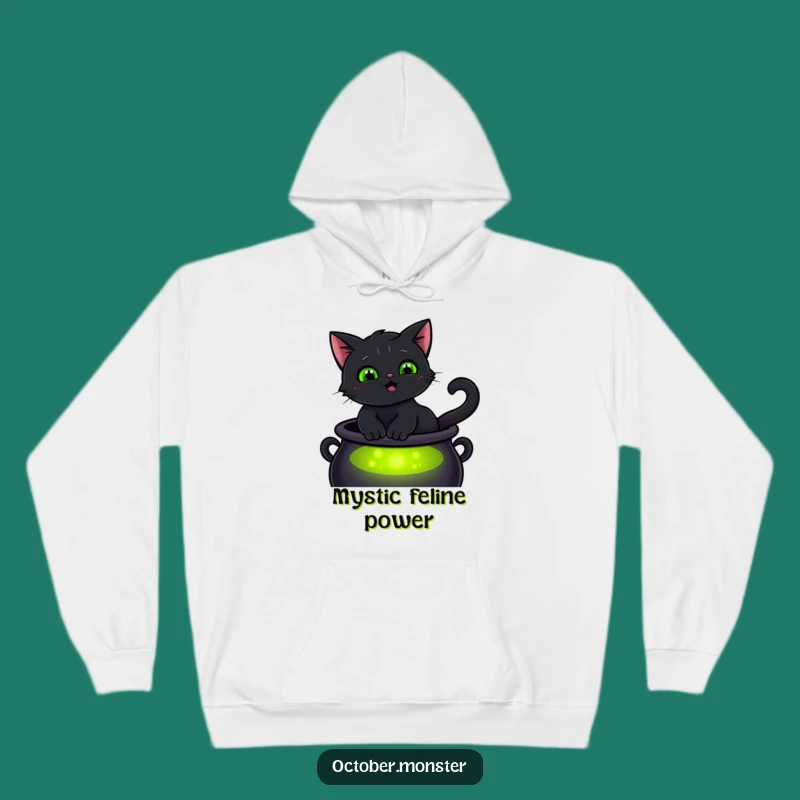 Cozy Funny Cat Cauldron Hoodie - Magical Glowing Eyes Gift