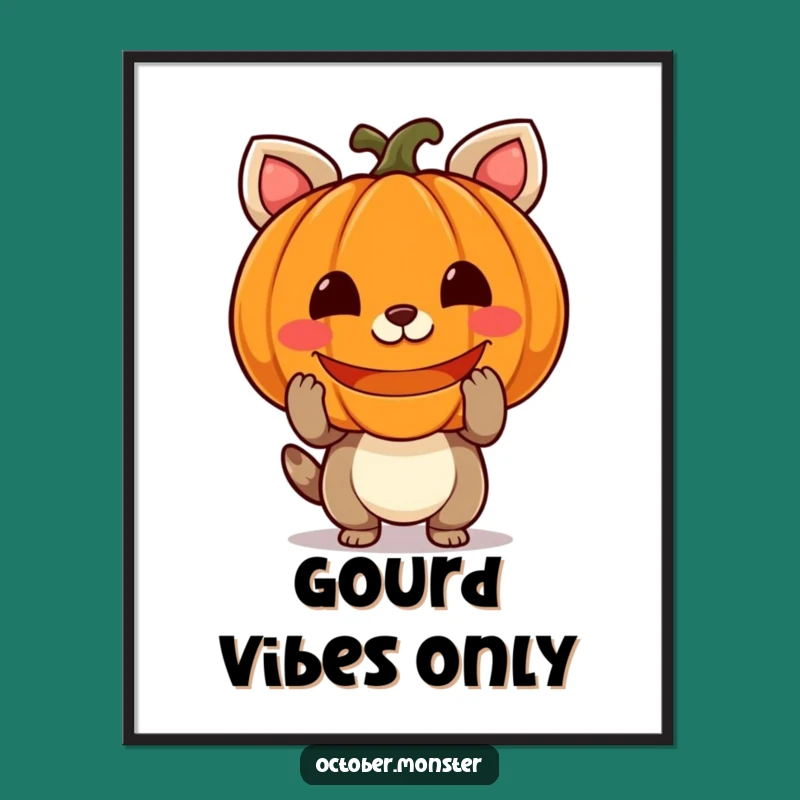 Free Printable Wall Art: Funny Pumpkin Animal Decor, Downloadable Whimsical Art