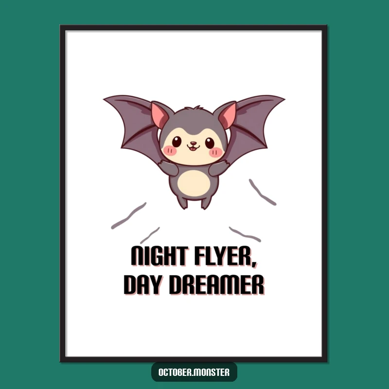 Free Printable Wall Art: Funny Bat Animal Soaring Decor, Downloadable Whimsical Art