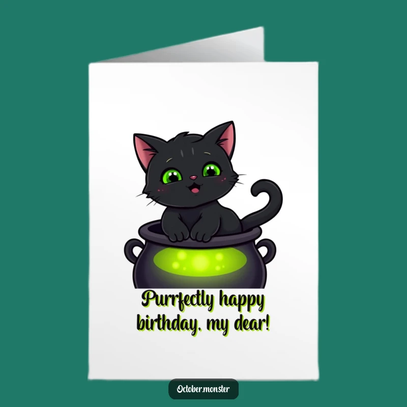 Free Printable Black Cat Birthday Card - Funny Halloween Downloadable Gift for Cat Lovers