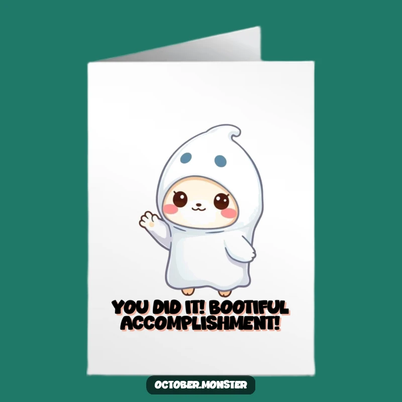 Free Printable Congrats Card: Ghost Animal Waving, Funny Downloadable Celebration Gift