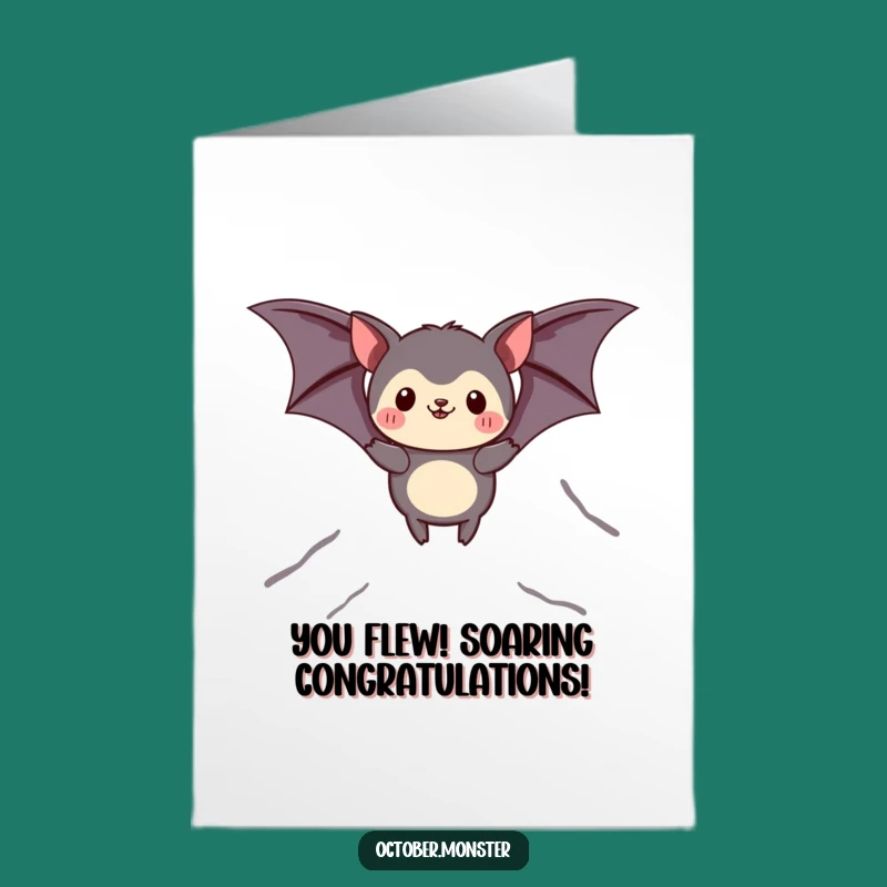 Free Printable Congrats Card: Bat Animal Soaring, Funny Downloadable Achievement Gift