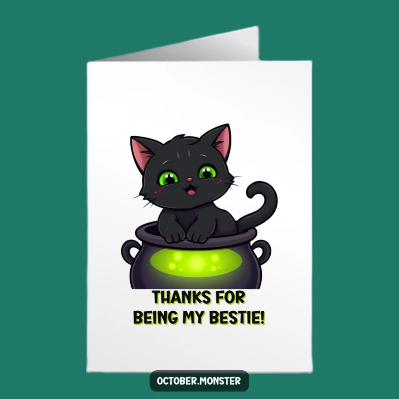 Free Printable Black Cat Thank You Card - Funny Halloween Downloadable Gift