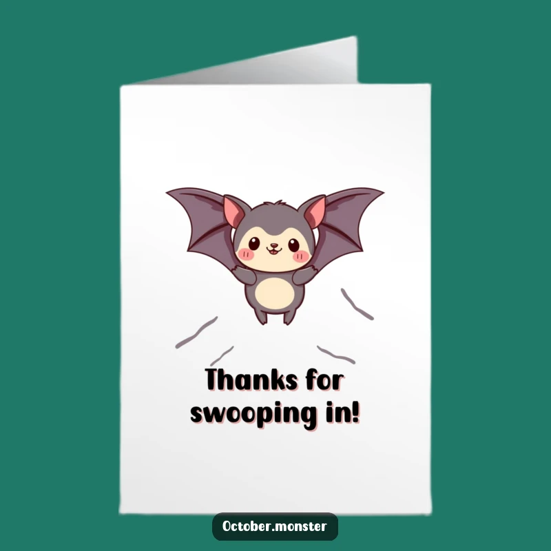 Free Printable Thank You Card: Bat Animal Soaring, Funny Downloadable Appreciation Gift