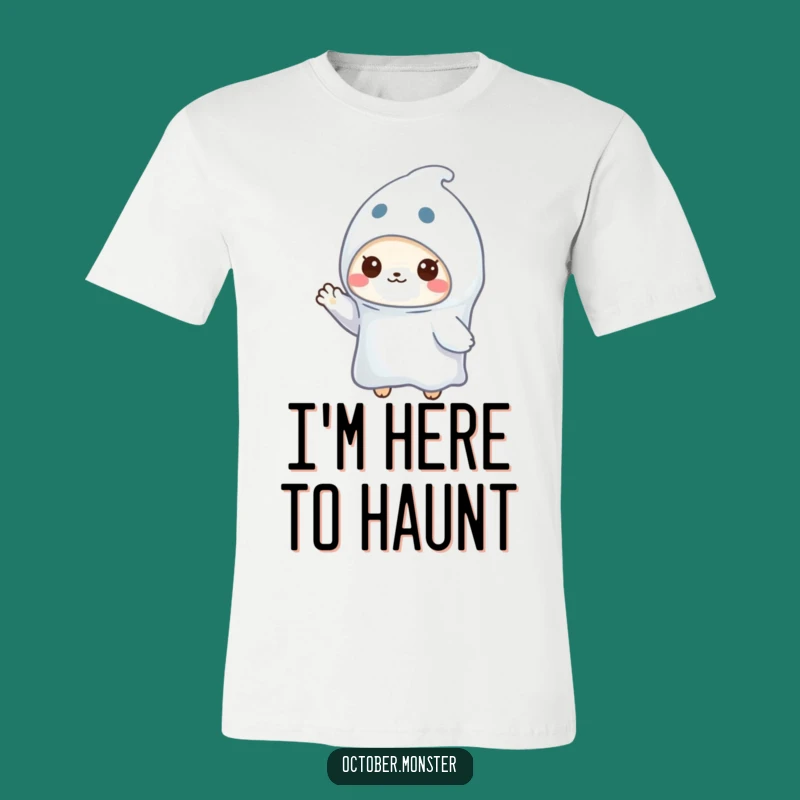 Funny Ghost Animal T-Shirt: Tiny Spooky Friend Waving, Ideal Funny Gift for Boo-tiful People!