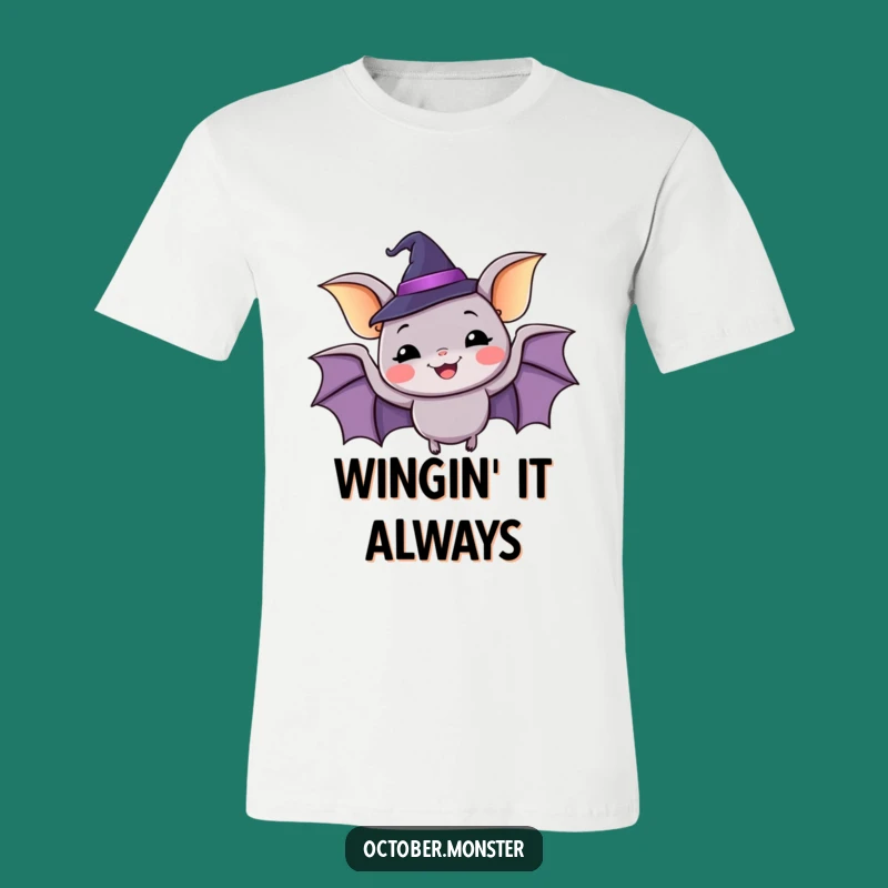 Funny Happy Bat Witch Hat T-Shirt: Spooky Fun Flapping Tee
