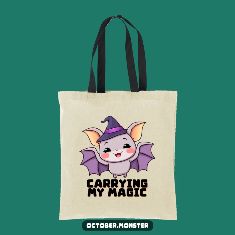 Funny Happy Bat Witch Hat Tote Bag: Carry Your Spooky Essentials