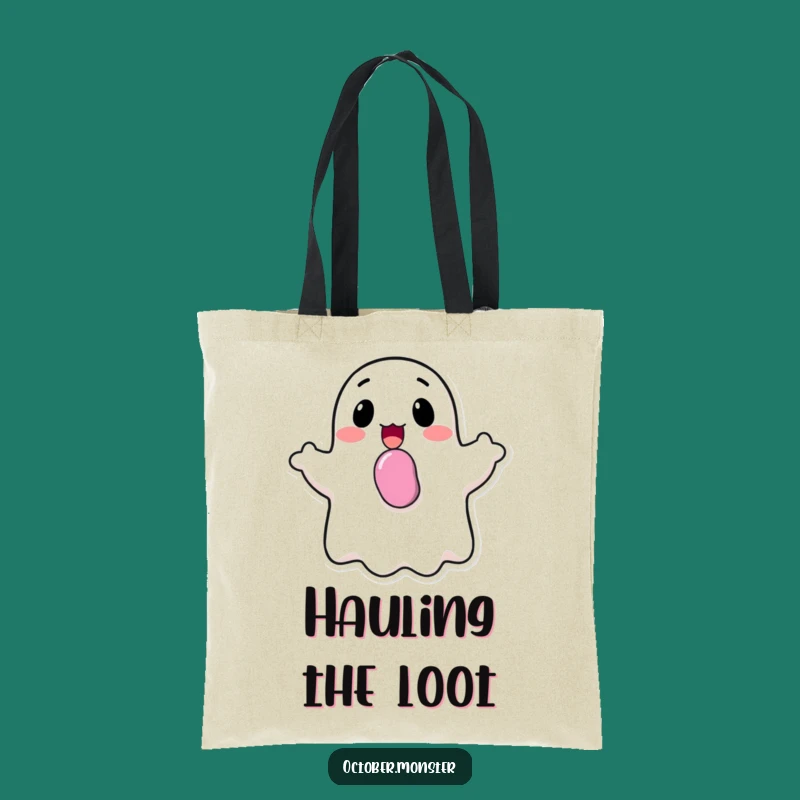 Funny Happy Ghost Tote Bag - Cheerful Candy Carrier Gift